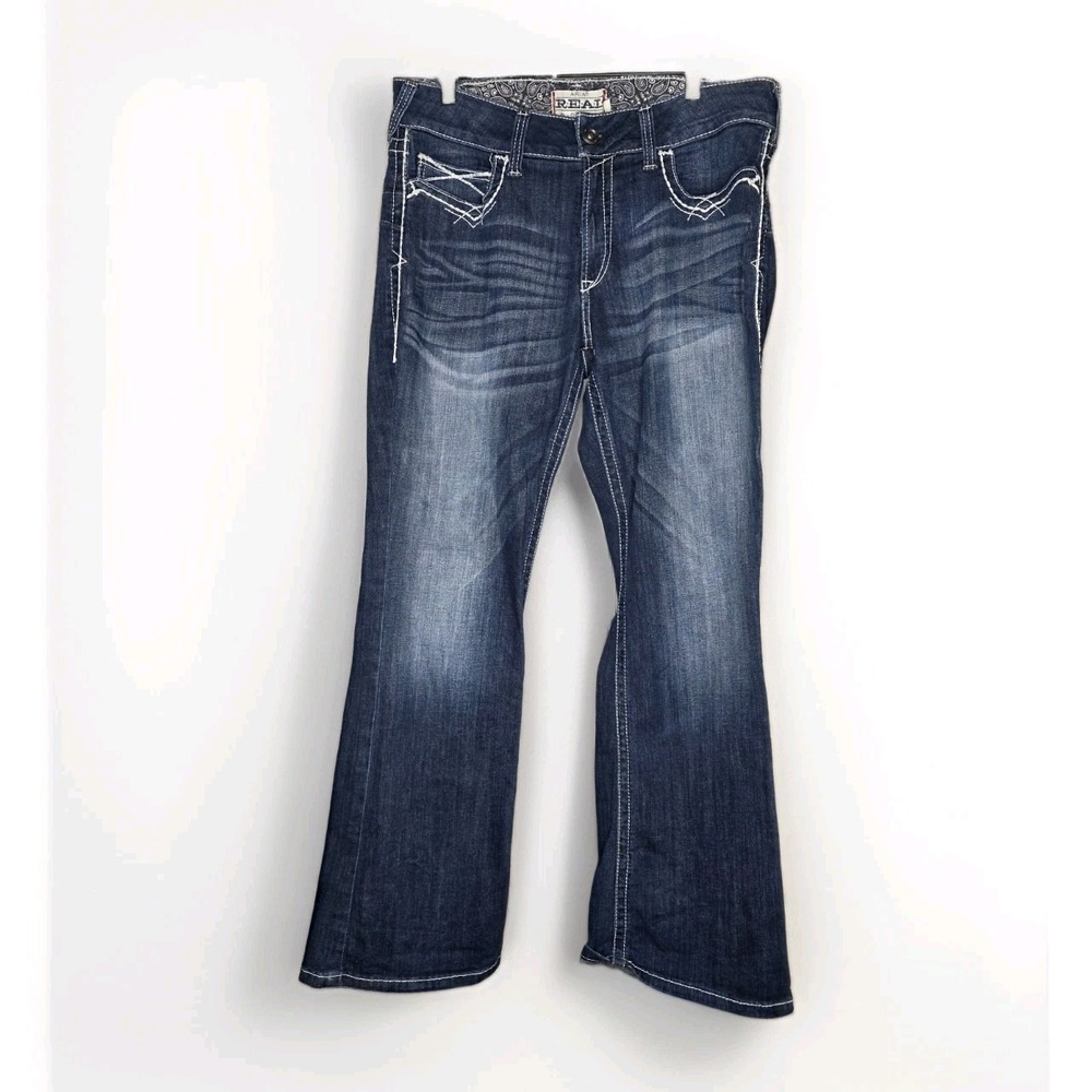 Ariat Women's R.E.A.L. Entwined Mid Rise Boot Cut Jeans Sz 32 Short Medium Wash